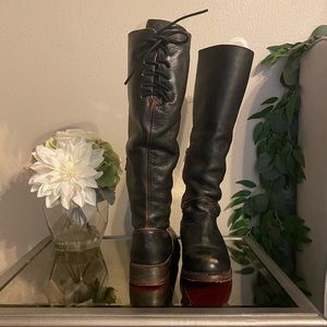 Free People Bed Stumacher Lace Up Knee High Boots
